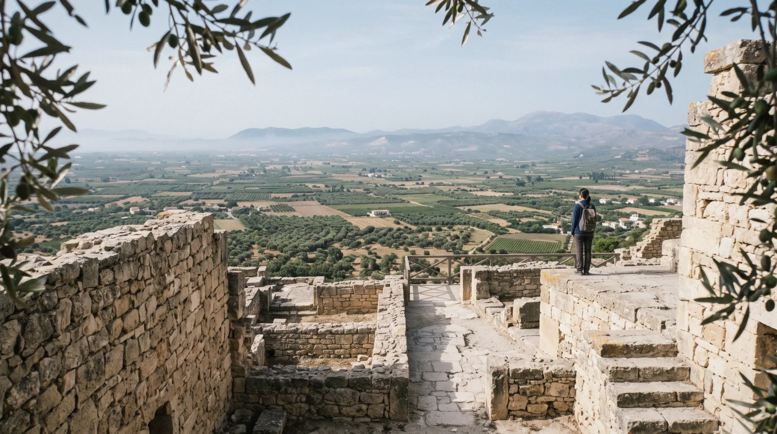 Ruins of the Minoan palace of Phaistos overlooking the Messara plain, southern Crete