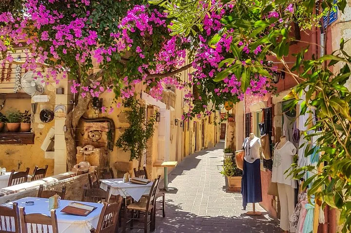 Venetian harbour and old town lanes on a local-led walk in Chania, Crete Greece