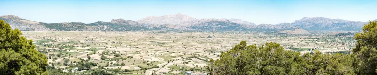 View over the Lasithi Plateau's farmland from near the Cave of Zeus entrance, Crete