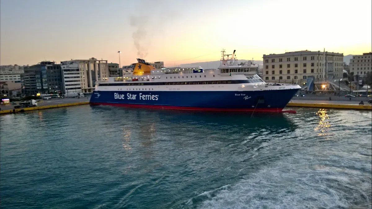 A ferry docked at the port of Piraeus, the usual mainland departure point for getting to Crete by sea