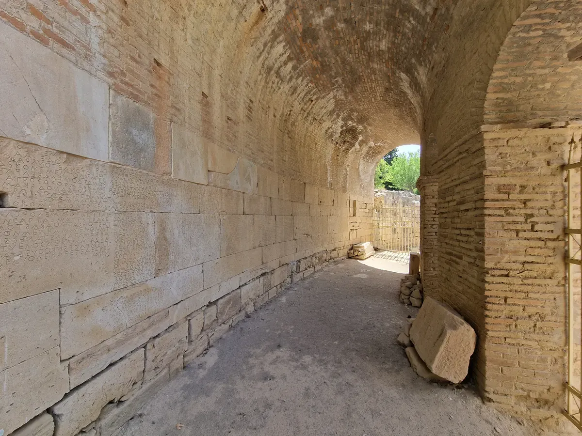 The Gortyn Law Code inscription carved into the Odeion wall at Gortyn, Crete