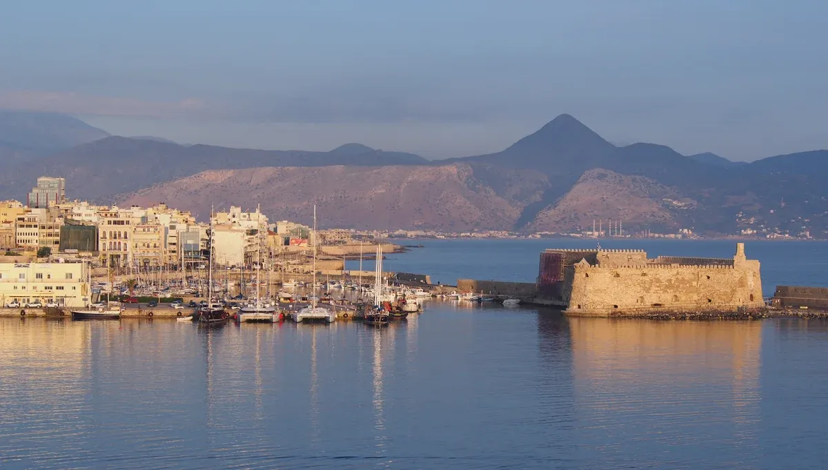 Koules Fortress seen across Heraklion's old harbour from the east, Crete