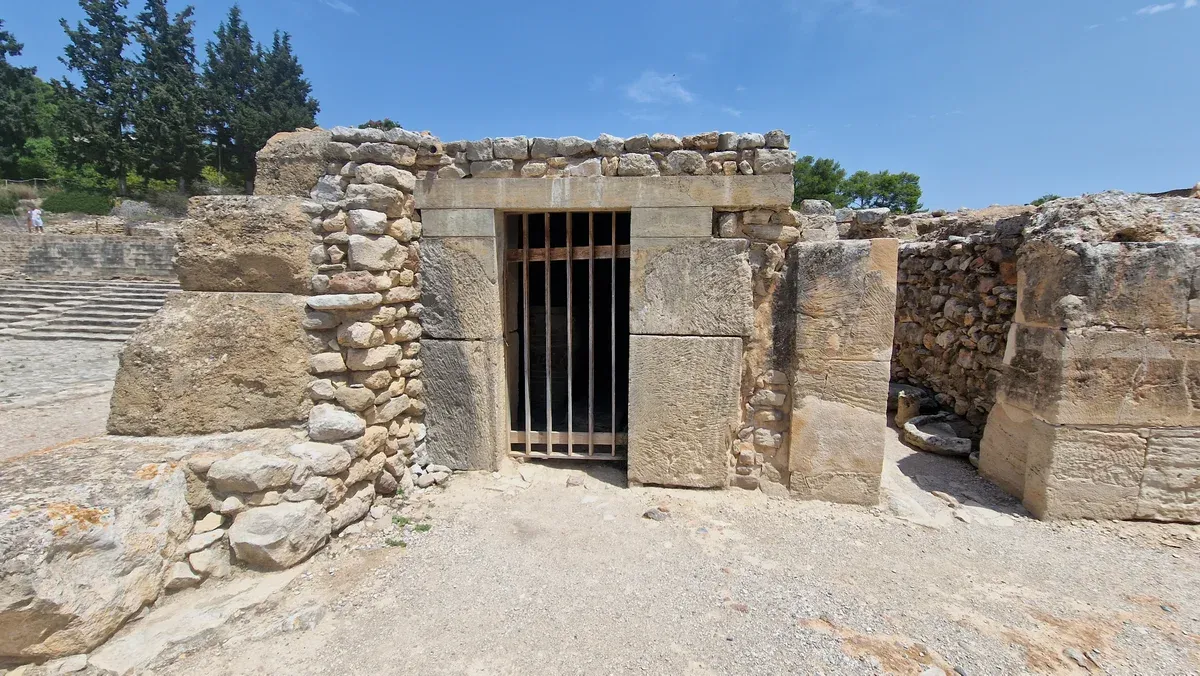 Storage pithoi jars in the West Magazines of the Minoan palace at Phaistos, Crete